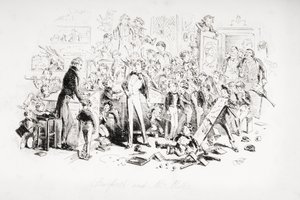 Steerforth og Mr. Mell, illustration fra "David Copperfield" af Charles Dickens (1812-70), første gang udgivet i 1850